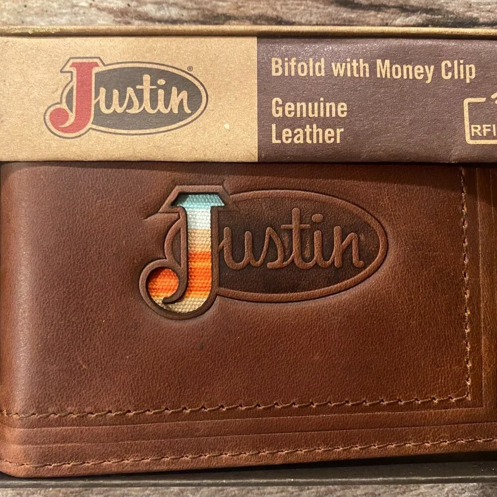 Justin Genuine Leather Front Pocket Wallet – Bifold with Money Clip